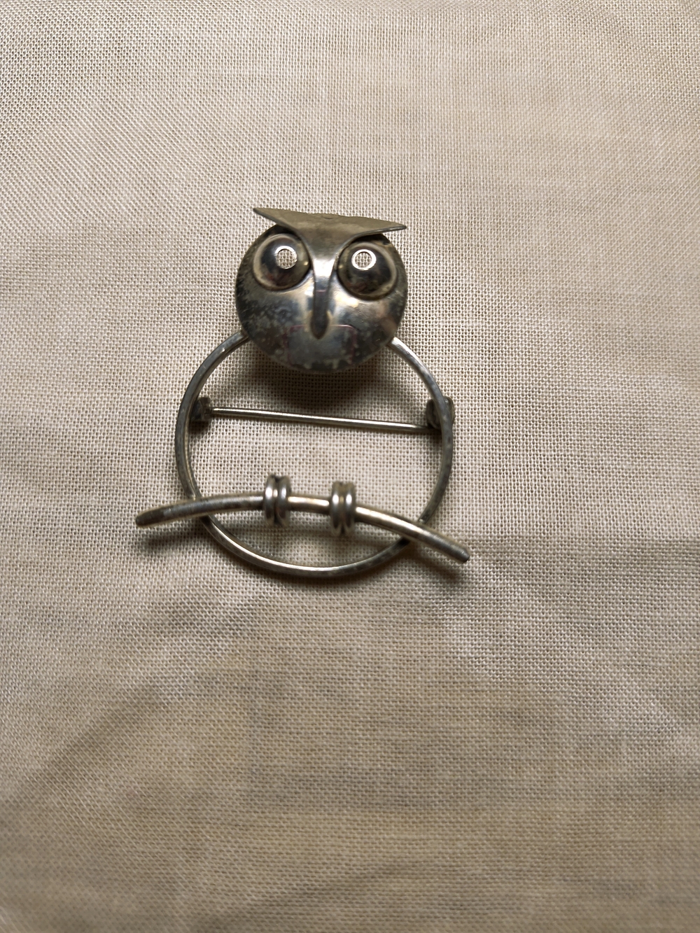 VTG Beau Sterling Silver Modernist Owl on Branch Brooch Pin Mid Century